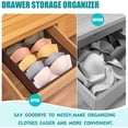 thumbnail image 3 of Organizador de cajones de almacenamiento para ropa, ropa interior, divisores, cubos de almacenamiento plegables para brasier, calcetines, ropa interior, paquete de 3 (café), 3 of 4