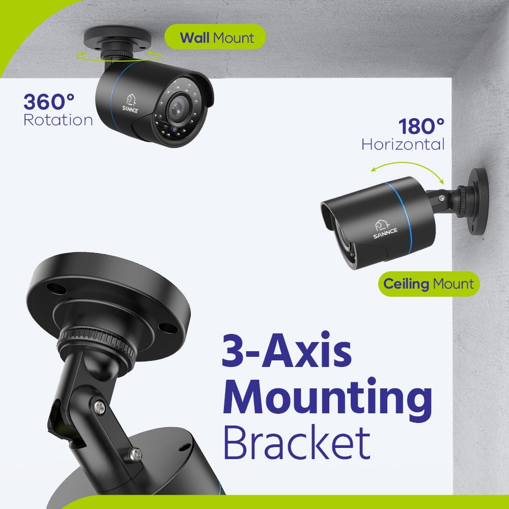 SANNCE 1080P Outdoor Security System, IP66 Weatherproof, Clear Night Vision, 4 CCTV Cameras