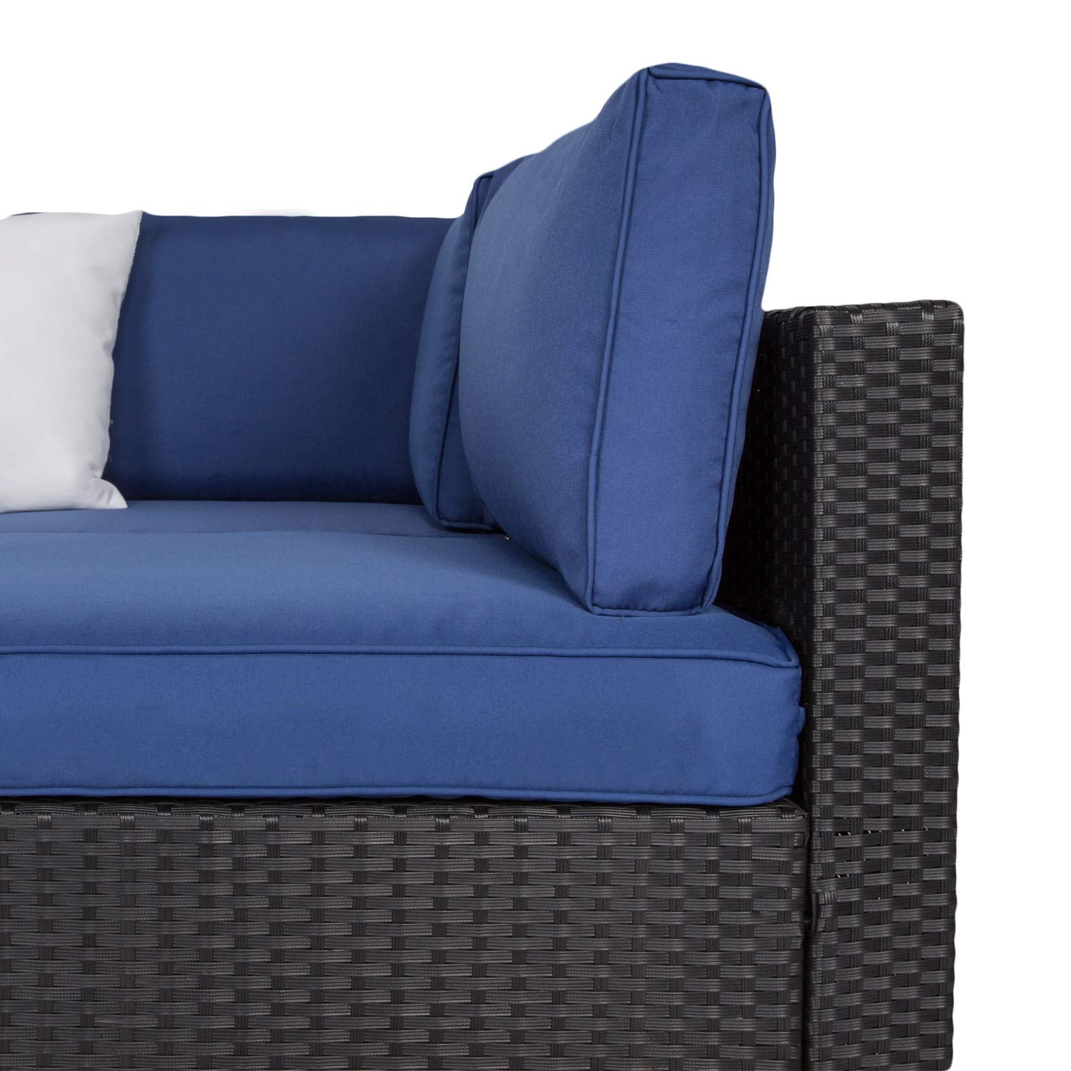 Kinsuite Patio Cushion Covers 14Pcs Patio Sectional Sofas Cushion Cover, Waterproof Replacement Cushion Slipcovers Set for 7pcs Outdoor Wicker Couch, Dark Blue