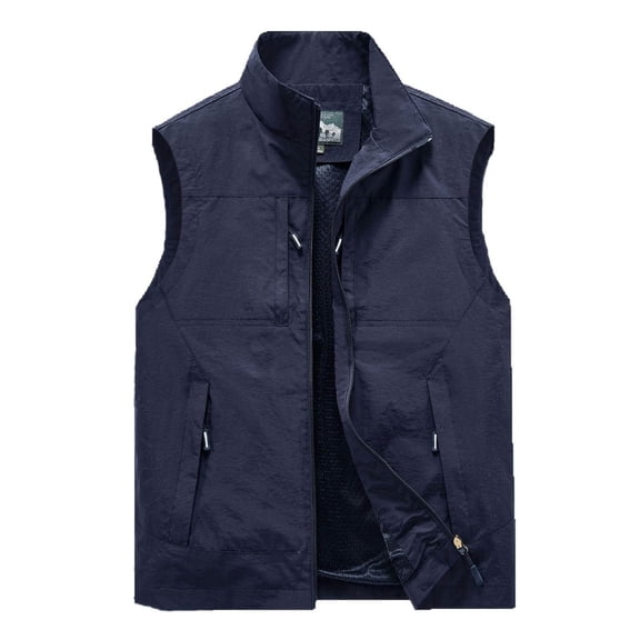 Men's Lightweight Sleeveless Vest Outdoor Casual Zip Up Jacket With Multiple Pockets For Spring Summer Hiking Daily Wear