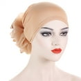 thumbnail image 6 of ZHENHONG Turbans for Women Solid Color Flowers Headwrap Hat Muslim Slouchy Hijab Cap Casual Headwear Khaki, 6 of 6