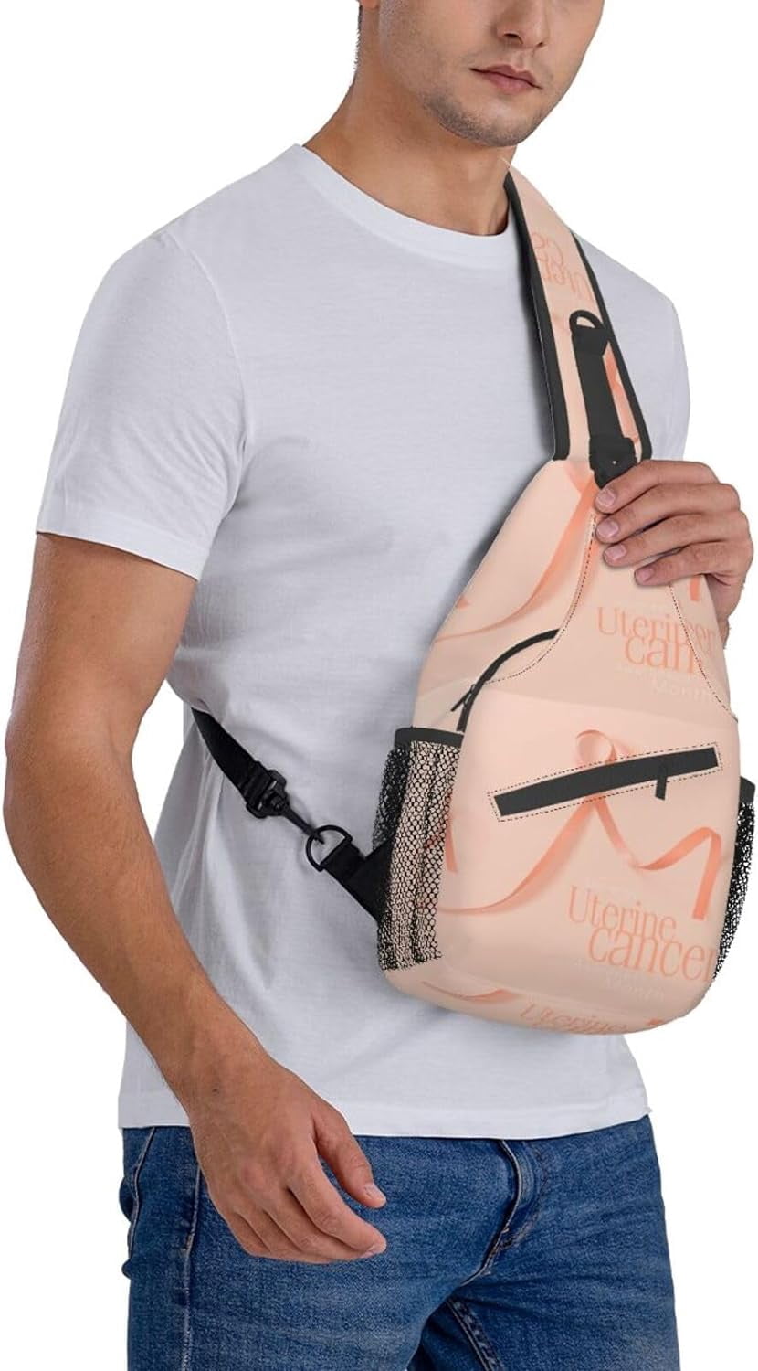 Uterine Cancer Awareness Month Sling Bag Crossbody Hiking Travel Chest Bags Backpack Shoulder Daypack for Women Men