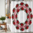 thumbnail image 3 of Christmas Shower Curtains for Bathroom, Red Circle Winter Flower Wreath Green Leaf Plant Waterproof Fabric Shower Curtain for Bathroom Bathtub Decoration, Machine Washable, 72"x84", 3 of 9