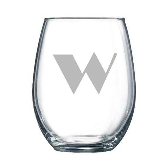 4-pc Broadway Personalized 15 oz Stemless Wine Glass, Letter W