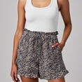 thumbnail image 3 of Casual Shorts for Women 2026 Summer Elastic Waist Loose Fit Wide Leg Leopard Print Beach Shorts with Pockets, 3 of 7