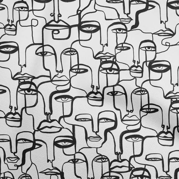 oneOone Polyester Lycra White Fabric Abstract Face Sewing Craft Projects Fabric Prints By Yard 56 Inch Wide