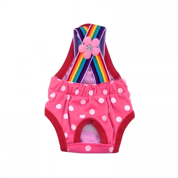 ACDANC Female Dog Diaper Pet Sanitary Pantie with Adjustable Suspender Polka-Dot Puppy Underwear Diaper Jumpsuit for Girl Dogs