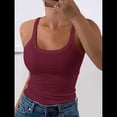 thumbnail image 4 of Camisola de Algodón Sin Mangas con Tirantes Finos, Cuello Redondo, Acanalada y Ajustada para Mujer Rosa Roja M, 4 of 7
