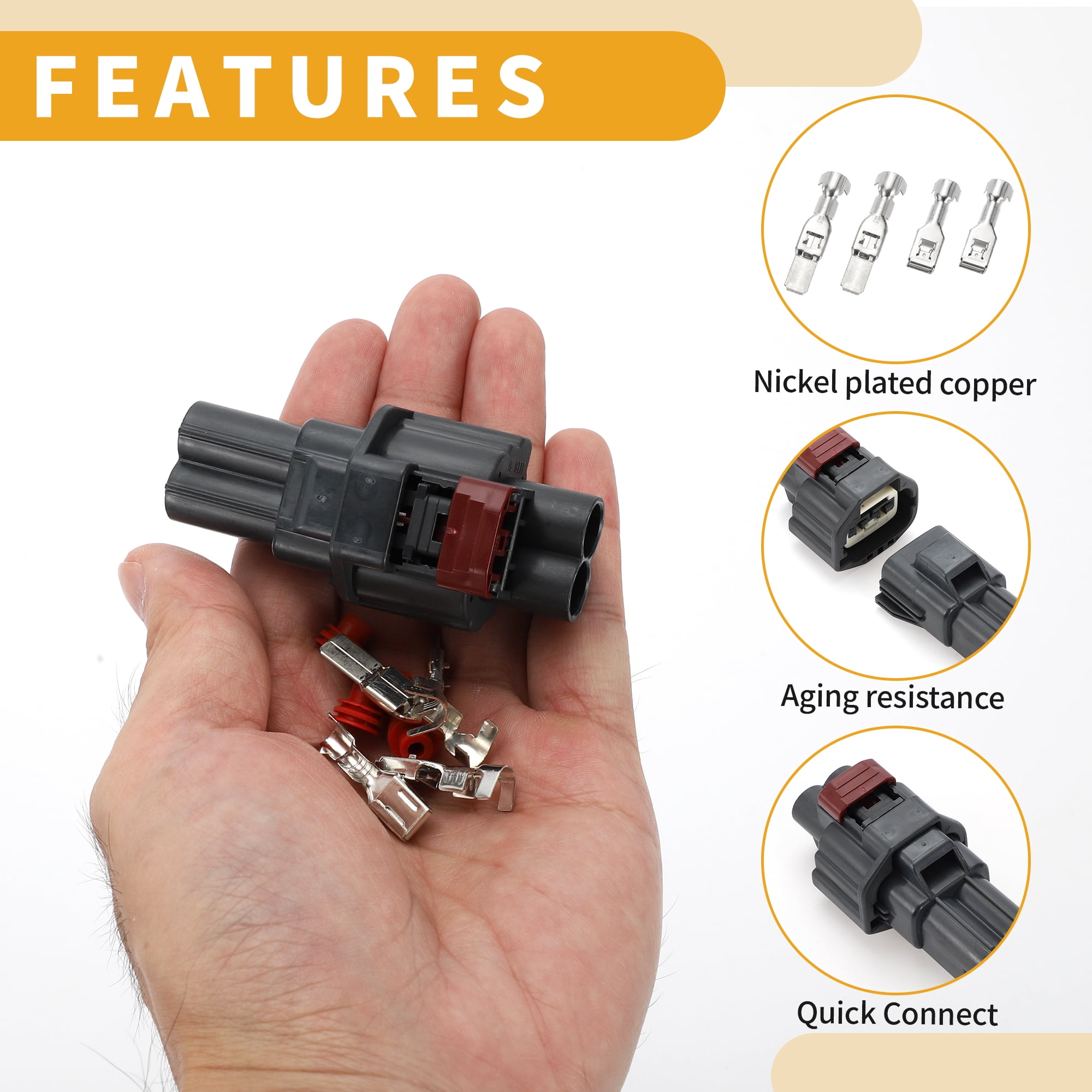 Unique Bargains Engine Cooling Fan Connector for Ford Plastic Black Waterproof