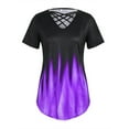 thumbnail image 4 of Enwejyy Women Gradient Print Summer Short Sleeve V-Neck Criss Cross Blouse Tunic T-Shirt Top, 4 of 5