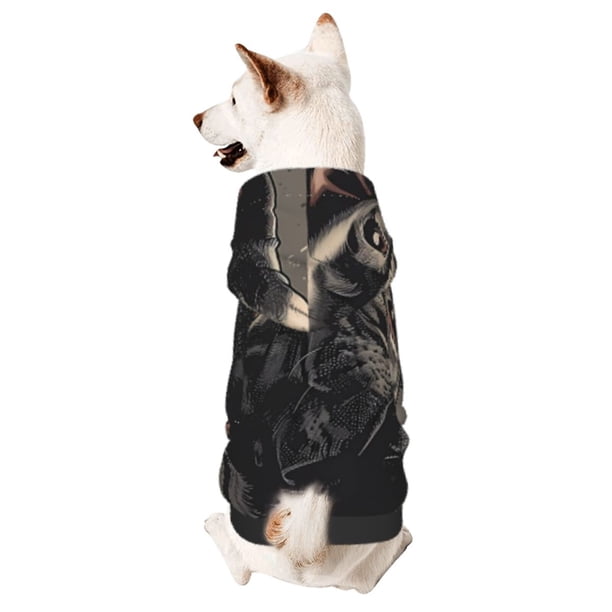 Balery Vintage Dog Illustration Sudadera con Capucha para Perros Pequeños – Ropa para Mascotas, Disfraz para Perros y Gatos, Ideal para Fiestas y Cosplay-Medium