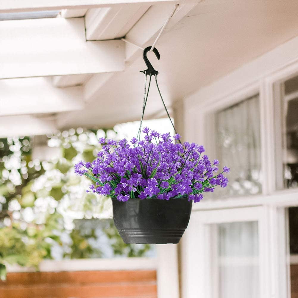 24 Bundles Artificial Flowers Lotus Outdoor Fake Flowers for Decoration UV Resistant No Fade Faux Plastic Plants Garden Porch Window Box Décor (Orchid)