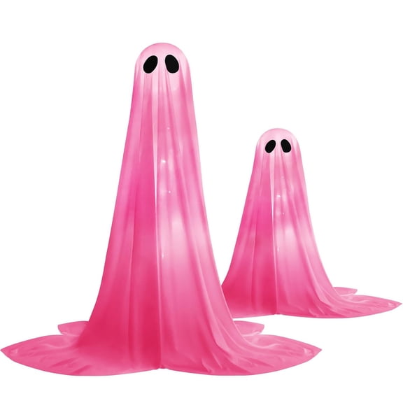 Hvmvliv Inflatable Ghost Halloween Decor with LED Lights for Yard Garden Porch Indoor Outdoor Display Pink