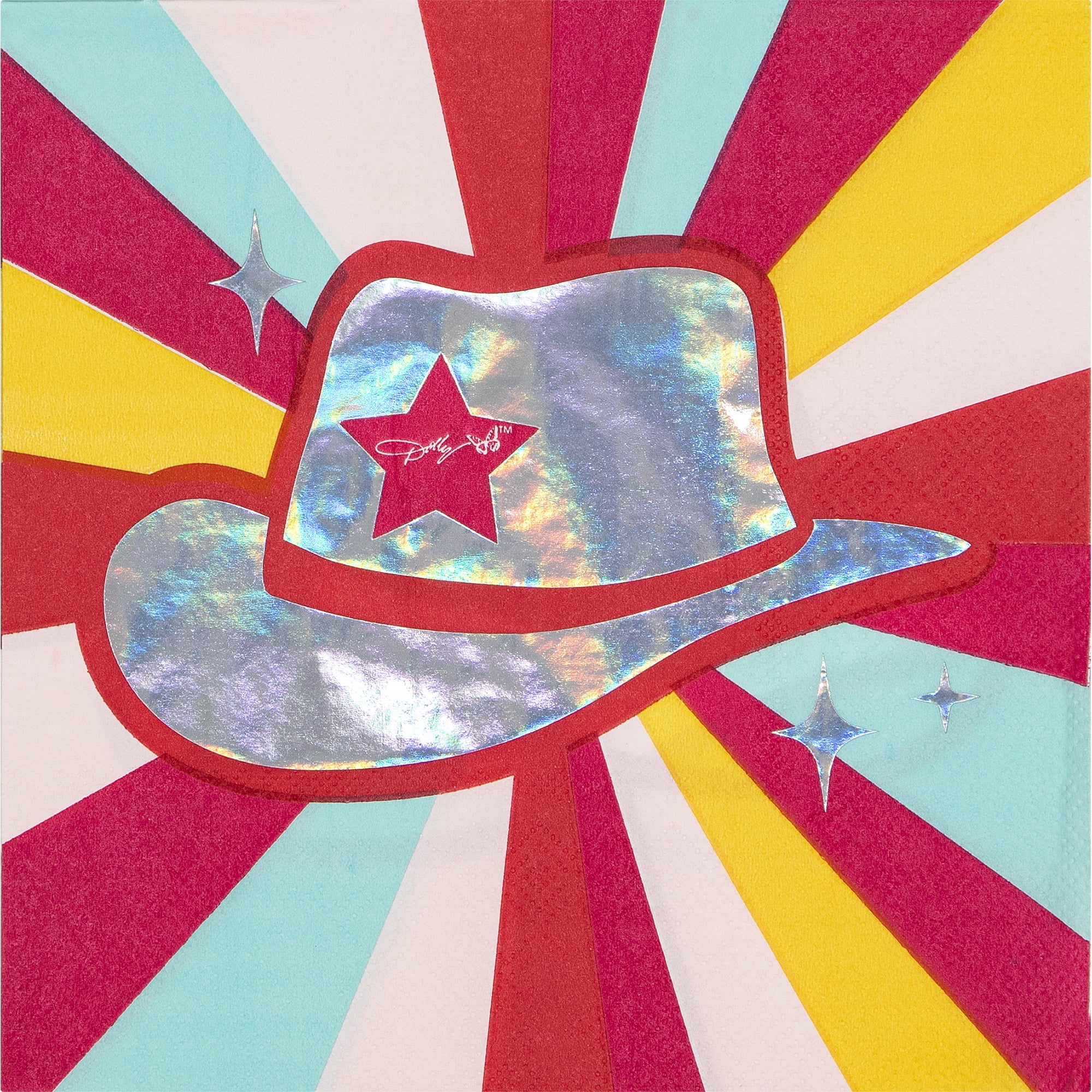 (4 pack) Dolly Parton Multi-Color Cowboy Hat Napkins, 16 Count