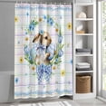 thumbnail image 6 of Watercolor Easter Shower Curtain Set, Waterproof Shower Curtains for Bathroom, Cute Rabbits Flower Wreath Eggs Bow Plaid Washable Fabric Bath Curtain for Bathtub Decoration with Hooks 72x78 Inches, 6 of 9