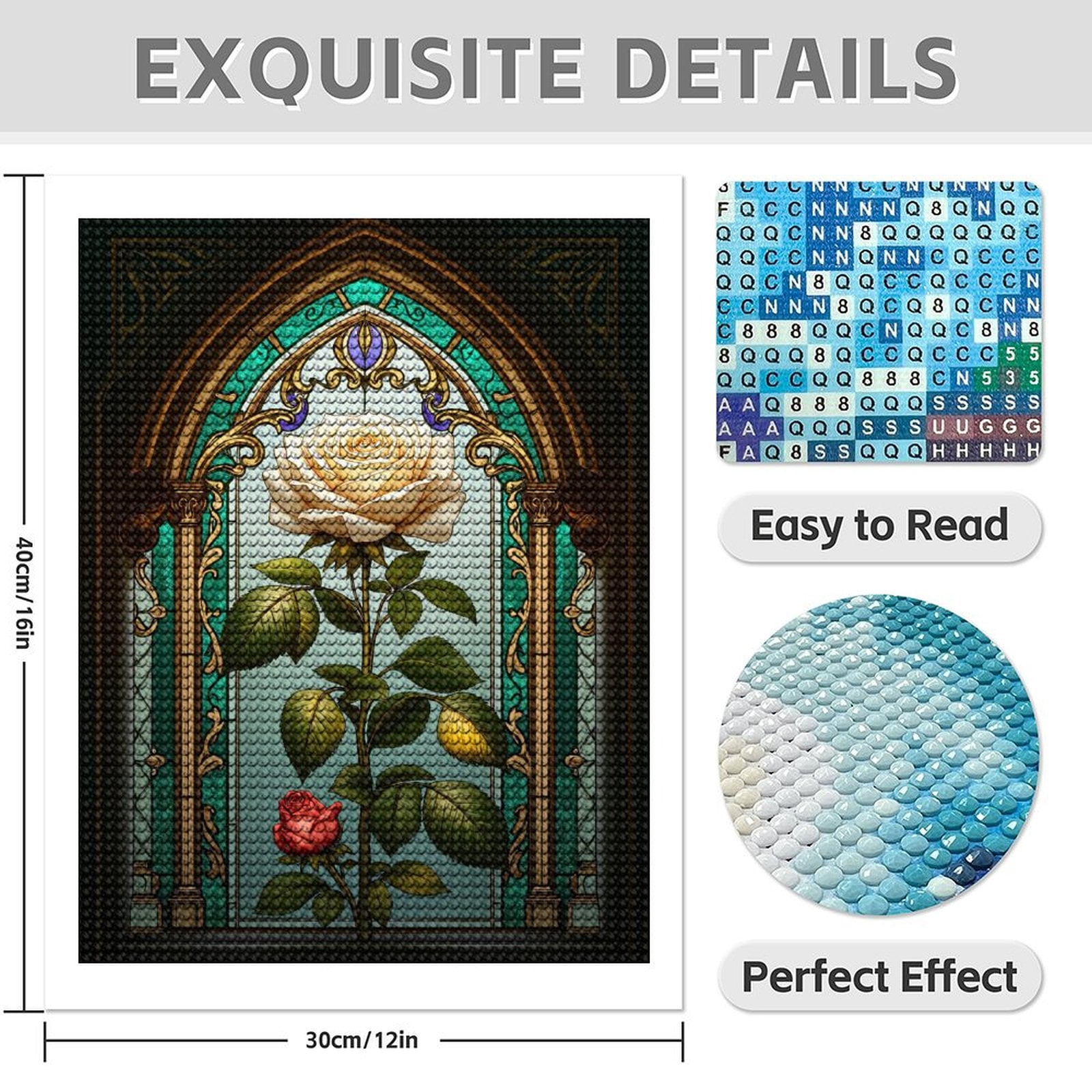 Diamond Art Kits for Adults - 5d Stained Glass Floral Art Deco Diamond Painting for Adults, Diamond Art for Adults Beginners, Diamond Painting Kits for Adults for Home Wall Decor