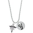 thumbnail image 1 of Delight Jewelry Silvertone Caduceus - DA Silvertone Script Initial Disc - Y - Charm Necklace, 20"+3", 1 of 4