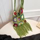 thumbnail image 5 of Bolso de estética para mujer, estilo étnico, Bolso de tejido suave para mujeres y niñas, color verde, 5 of 8