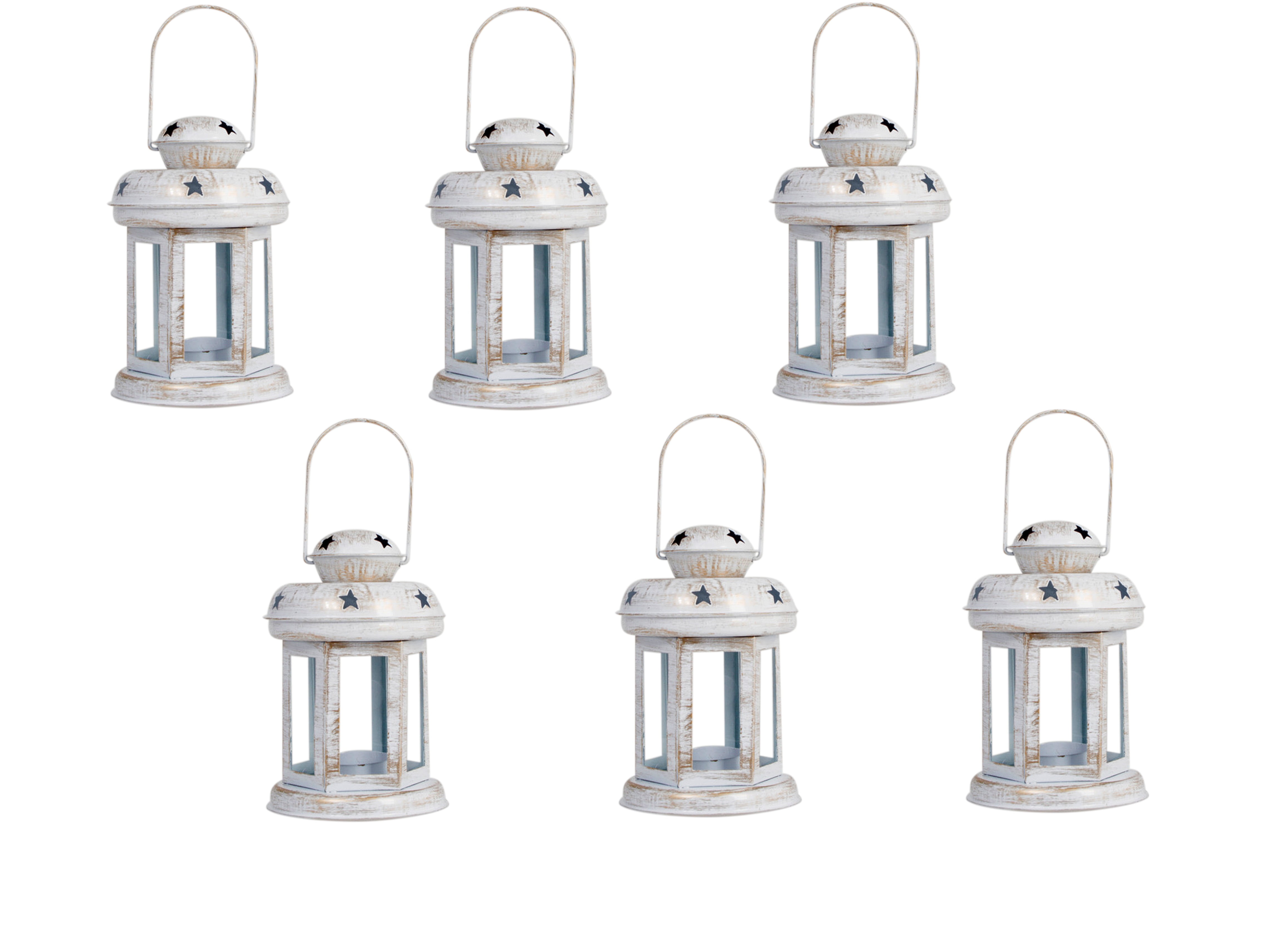 6 Pack Metal Hanging Lantern Candle Holder Metal Tea Light Candle