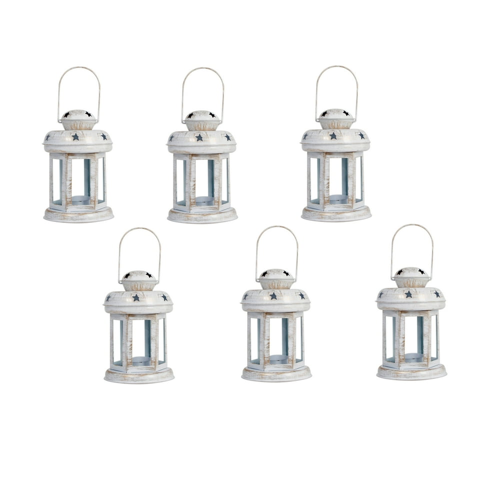 6 Pack Metal Hanging Lantern Candle Holder Metal Tea Light Candle