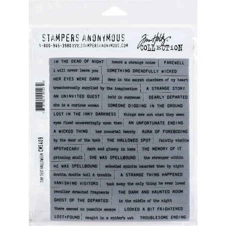 Tim Holtz Cling Stamps 7"X8.5"-Tiny Text Halloween