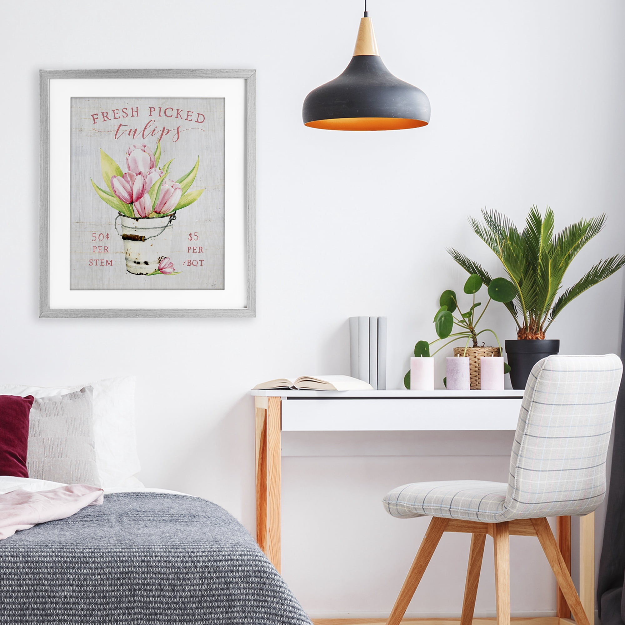 Stupell Industries Antique Fresh Picked Tulips Gray Framed Print Under Glass, design by Lux + Me Designs