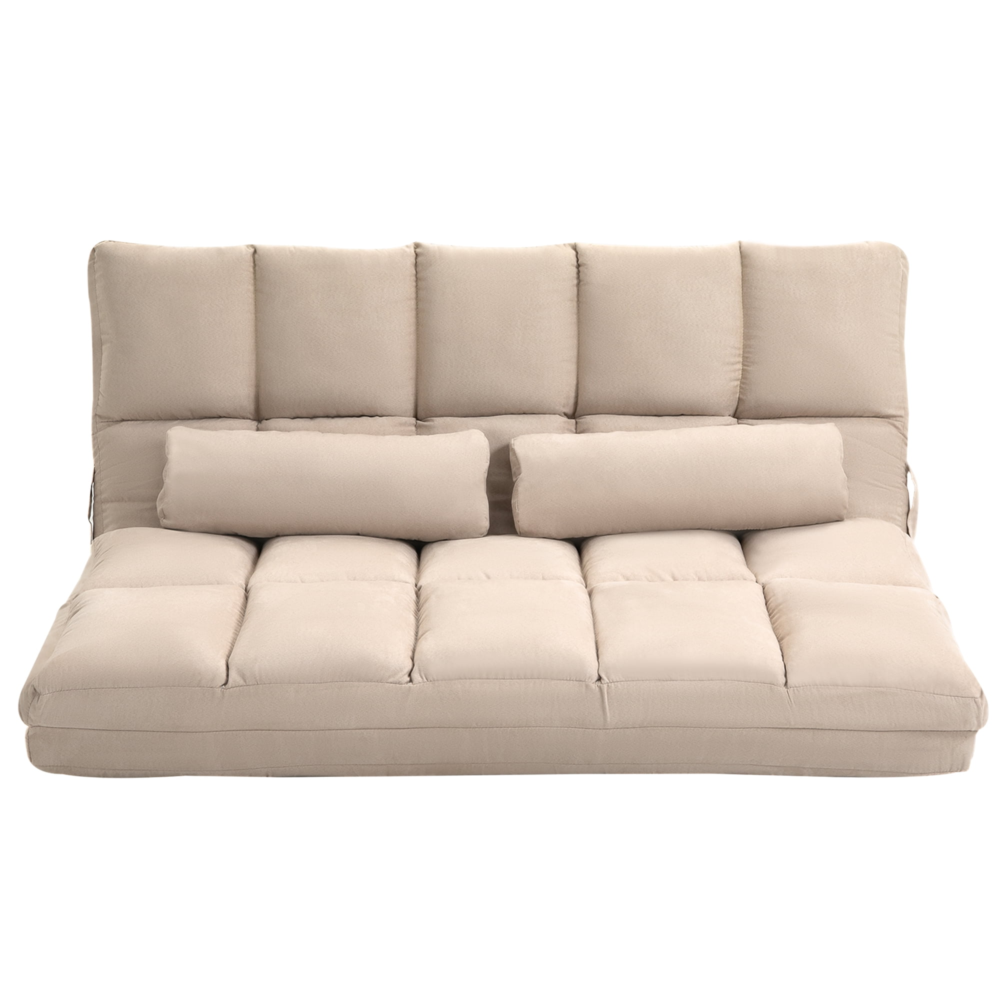 HOMCOM Convertible Floor Sofa with 7 Position Adjustable Positions, Beige