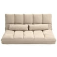 thumbnail image 2 of HOMCOM Convertible Floor Sofa Chair, Folding Couch Bed, Guest Chaise Lounge with 2 Pillows, Adjustable Backrest and Headrest, 51.25" L, Beige, 2 of 9