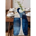 thumbnail image 2 of Navy Blue Geometric Burlap Cotton Table Runner 13x70 Inches Long, Boho Color Block Artwork Farmhouse Table Runners, Outdoor Dining Tablecloths Decor for Baby Shower/Party/Wedding, 2 of 6