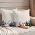 thumbnail image 2 of Blue White Outdoor Waterproof Pillow Covers, Fall Thanksgiving Harvest Pumpkin Eucalyptus Decorative Square Throw Pillowcase Sofa Cushion Sham for Patio/Couch/Chair, 26"x26" 2 Pack, 2 of 8