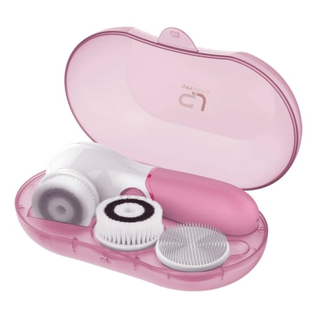 LIVINGPRO Waterproof Facial Cleansing Spin Brush Set with 3 Exfoliating Brush Heads & Travel Case- Dual Speed Modes for Deep Cleansing, Gentle Exfoliating & Removing (Best Facial Cleansing Brush 2019)