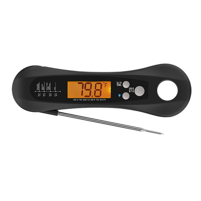 Restaurantware 4.5 in Digital Meat Thermometer,1 Compact Food Thermometer-Waterproof,Folding Probe,Black Plastic Instant Read Meat Thermometer