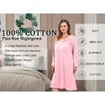 thumbnail image 2 of FEREMO Nightgowns for Women Plus Size 100% Cotton Long Sleeve Sleep Shirt Button Soft Slepwear, 2 of 6