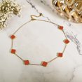 thumbnail image 3 of JeenMata Red Flower Station Necklace in Yellow Gold Plated, 3 of 7
