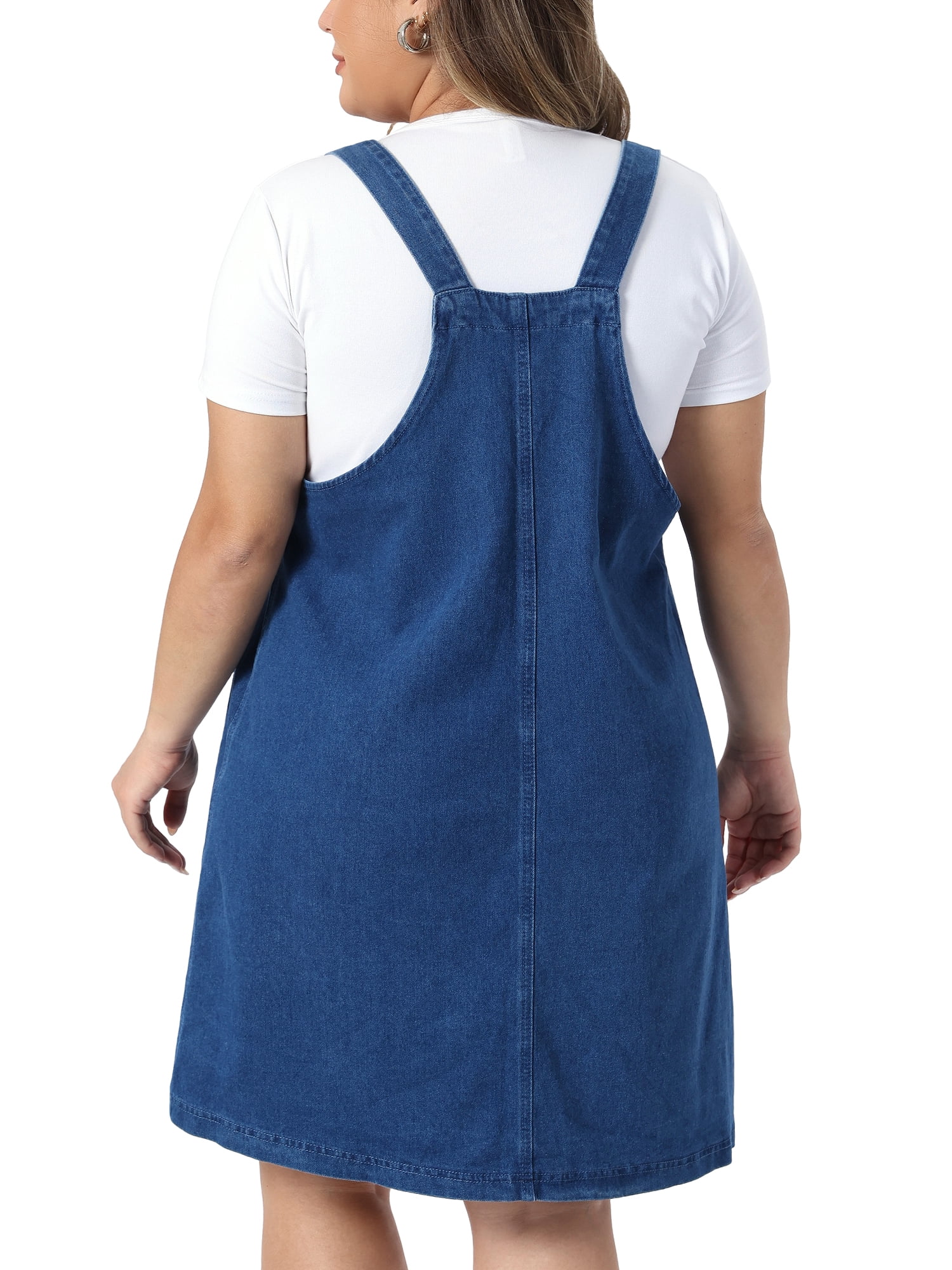 DARING DIVA Women's Plus Denim Overalls Adjustable Strap Dress 4X Blue