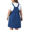 thumbnail image 4 of DARING DIVA Women's Plus Denim Overalls Dress Bib Suspender Skirts 1X Blue, 4 of 6