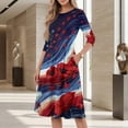 thumbnail image 3 of BOMYJESK Maxi Dresses for Women American Flag Floral Midi Dresses 4th July Summer Dresses Independence Day Art Print Casual Evening Dress for Party Red M, 3 of 6