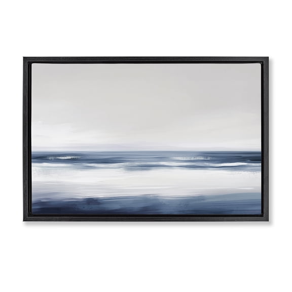 Stupell Industries Coastal Surfriders Beach Seascape Black Floating Frame Canvas Art, 25 x 17, by Amanda Tsoukanelis