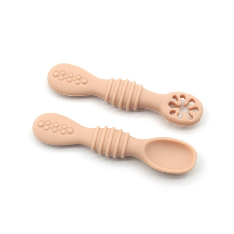 Wharick 1Set Baby Spoon Food Grade Non-deformable Silicone Toddler