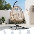 thumbnail image 6 of SWITTE Egg Chair with Stand , PE Wicker Hanging Outdoor Egg Chair with Metal Frame, Beige, 6 of 8