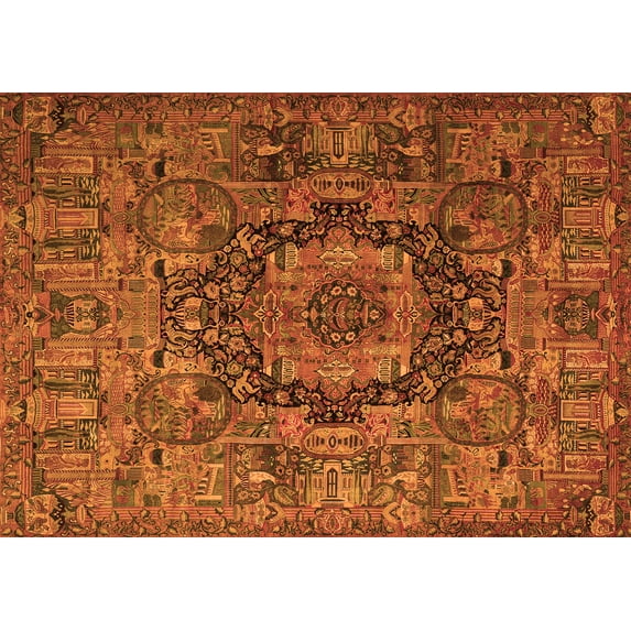 Ahgly Company Indoor Rectangle Animal Orange Traditional Area Rugs, 5' x 7'