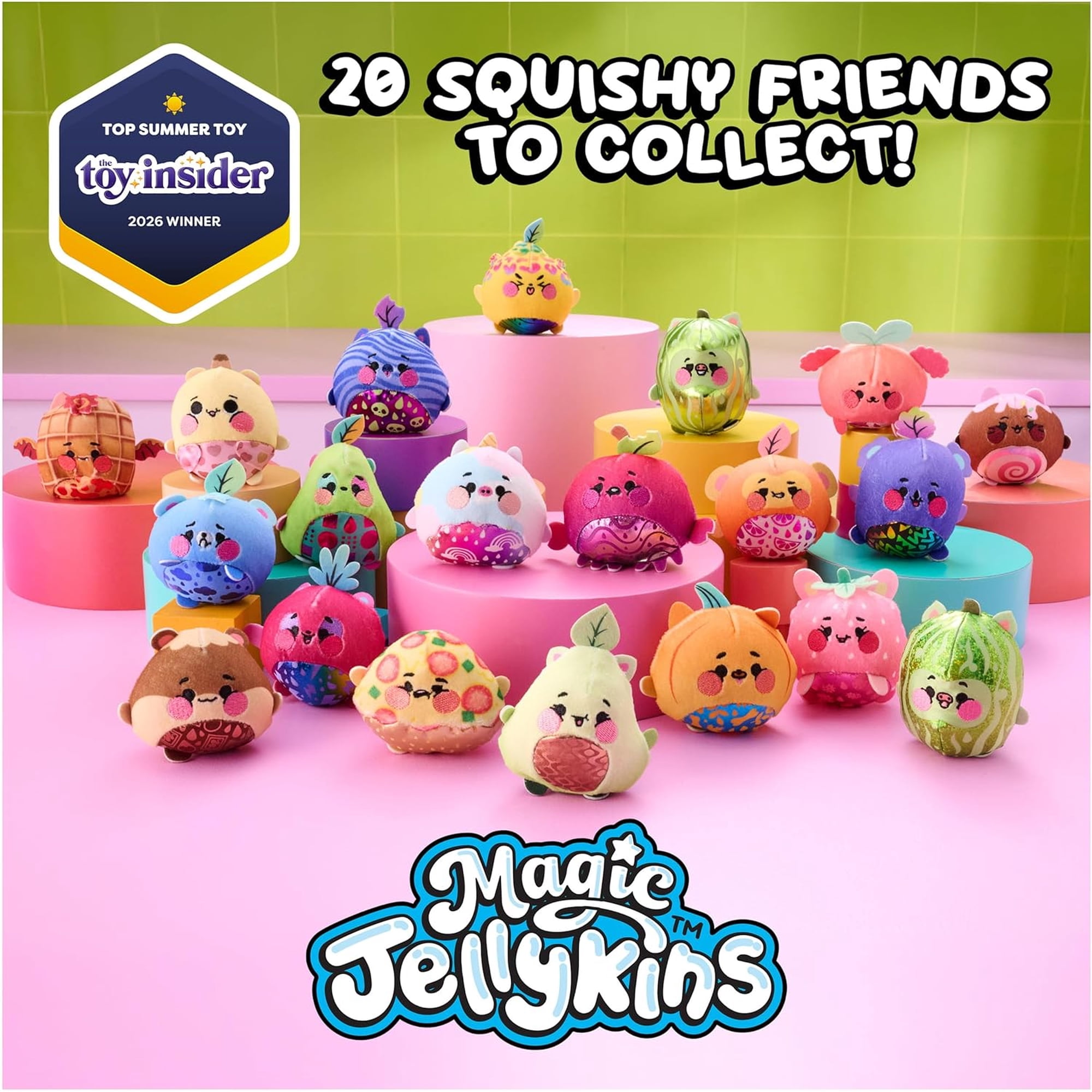Water-Activated Surprise Plush Toys 2-Pack Magic Jellykins 3in, Sensory Squishy Collectibles with 20 Characters for Kids 5+ Random 2 Color