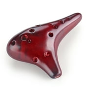 12 Hole Ocarina Classic Strawfire Masterpiece Collectible Alto C for Biginner and Professional Player with Neck Strap Cord and Carrying Bag in Brown