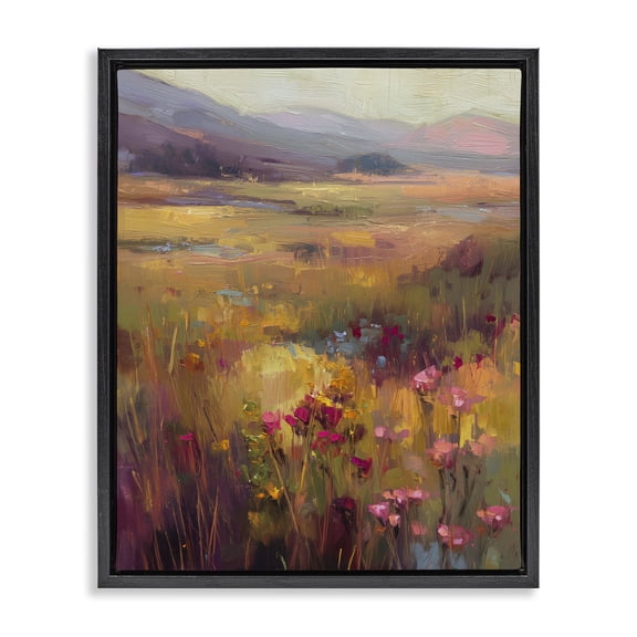 Stupell Industries Golden Waves Of Grass Black Framed Floater Canvas Wall Art, design by Svetlana Aleynikova