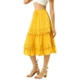 thumbnail image 4 of Allegra K Women's Tiered  Midi Bohemian High Waist Summer Casual Skirts, 4 of 6