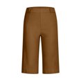 thumbnail image 6 of RYRJJ Bermuda Shorts for Women Summer High Waisted Trendy Chino Shorts Plus Size Casual Straight Leg Pull On Flat Front Shorts(Brown,XL), 6 of 8