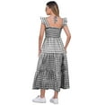 thumbnail image 3 of FYMNSI Mommy and Me Plaid Print Dresses with Pockets Sleeveless Smocked Long Sundress Casual High Waist Midi Tank Dress Black (Girl 8-9T), 3 of 9