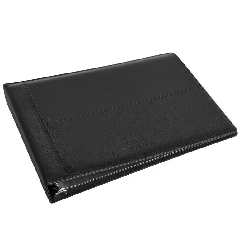 SUNEE Premium PU Leather Checkbook Binder - 7 Ring 1 Inch Capacity, Holds 600 Checks, Includes Zipper Pouch For Office Supplies