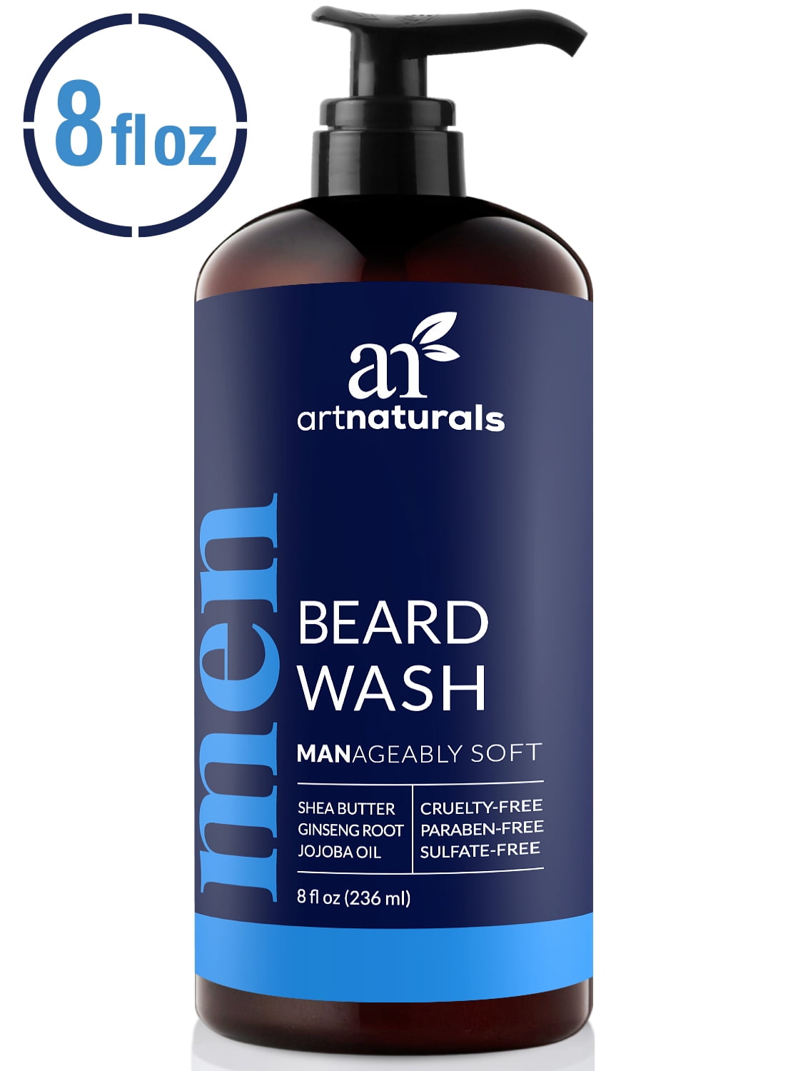 Artnaturals Beard Shampoo Wash Infused Aloe Vera Tea Tree Jojoba Oil (8 oz / 236 ml)
