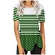 thumbnail image 1 of Blusas de Manga Corta para las Mujeres, Botón Impreso Casual Abajo Cuello Redondo Superior, Tela de Imitación Ligera, 1 of 5